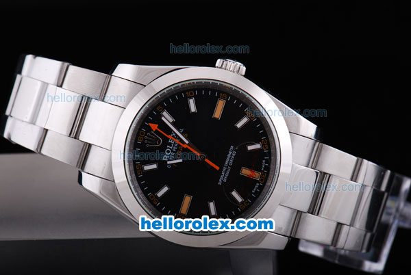 Rolex Milgauss Automatic Movement Silver Case with Black Dial and Stick Marker-SS Strap - Click Image to Close